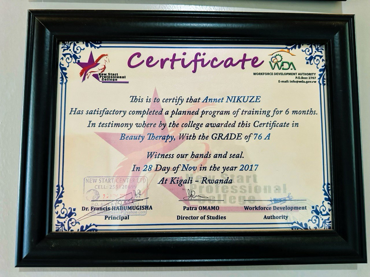 Beauty Therapy Certificate - Grade 76 A